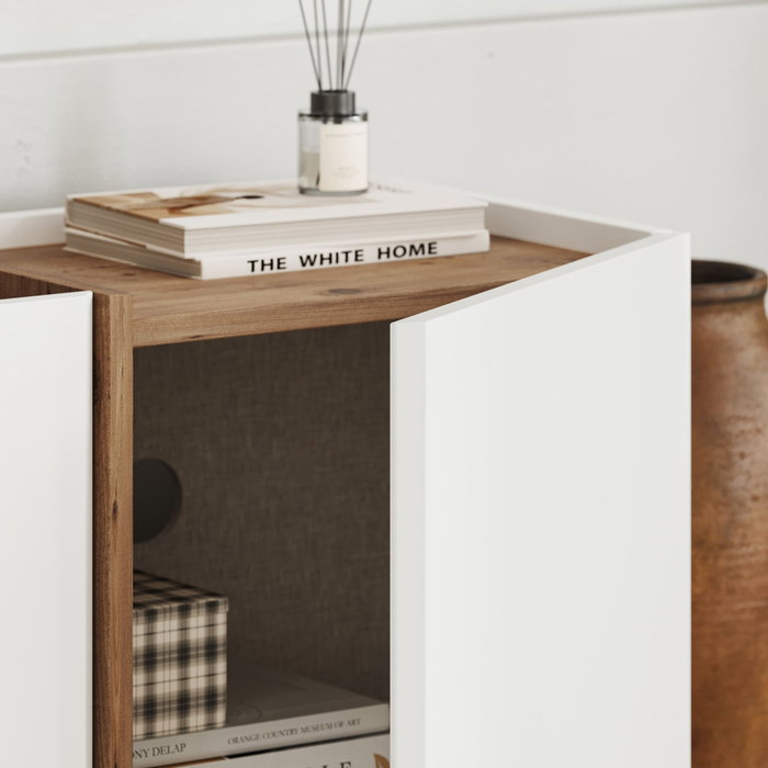 Nordure Lowen Soporte para TV Blanco y Pino Atlántico
